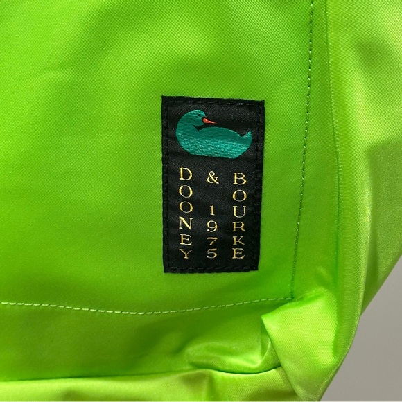 Dooney & Bourke Neon Green Nylon Zip Front Tote with Cotton & Leather Tan Straps - Picture 2 of 6